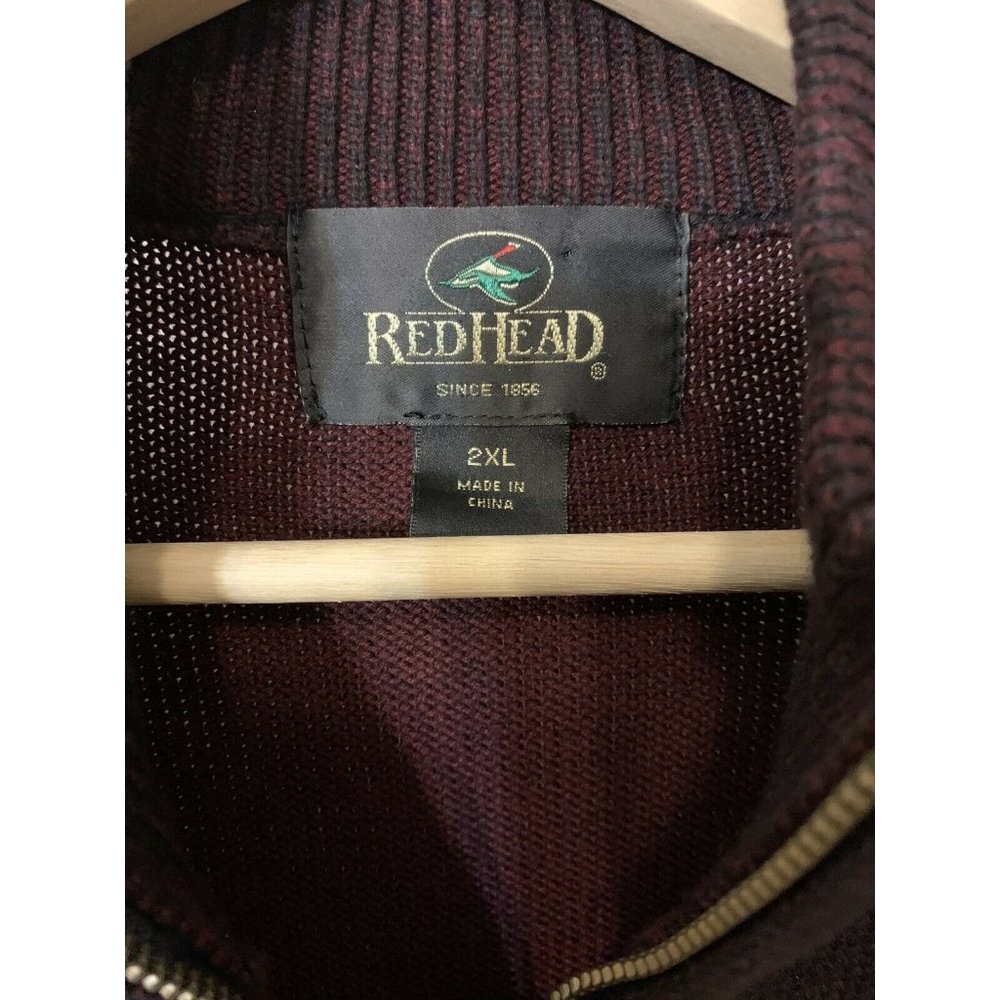 RedHead Polyester Fleece Maroon Black Men's‎ 1/4 Zip Pullover Sz 2XL